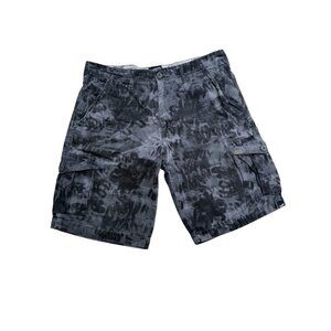 Vans Mens Black & Gray Tie-Dye Cargo Shorts Size 36 100% Cotton With Pockets